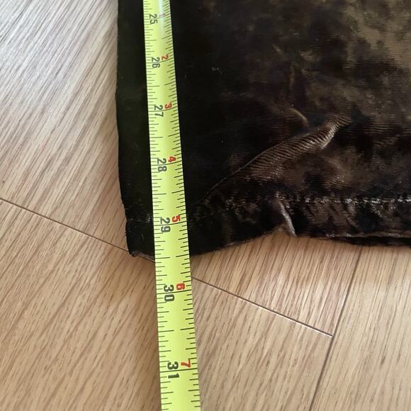 VTG Brown Crushed Velvet Pants L Pull On Wide Leg Elastic Waist Lounge 90s Y2K - Picture 7 of 8